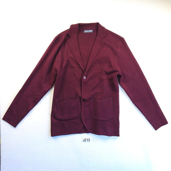 PJ Paul Jones Sweaters - PJ Paul Jones Womens Knit Blazer Cardigan Burgundy Wine Two Button Sweater L
